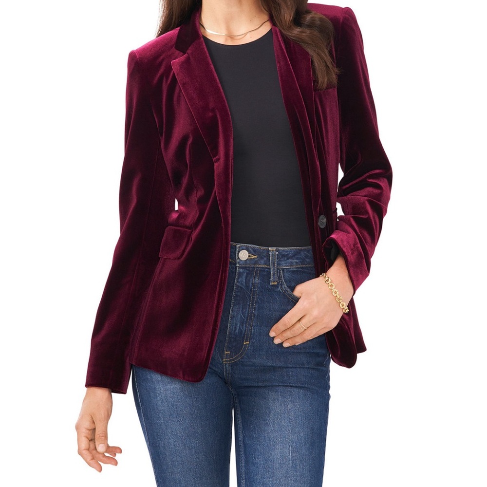 NWT 1.State burgundy velvet blazer, size 0